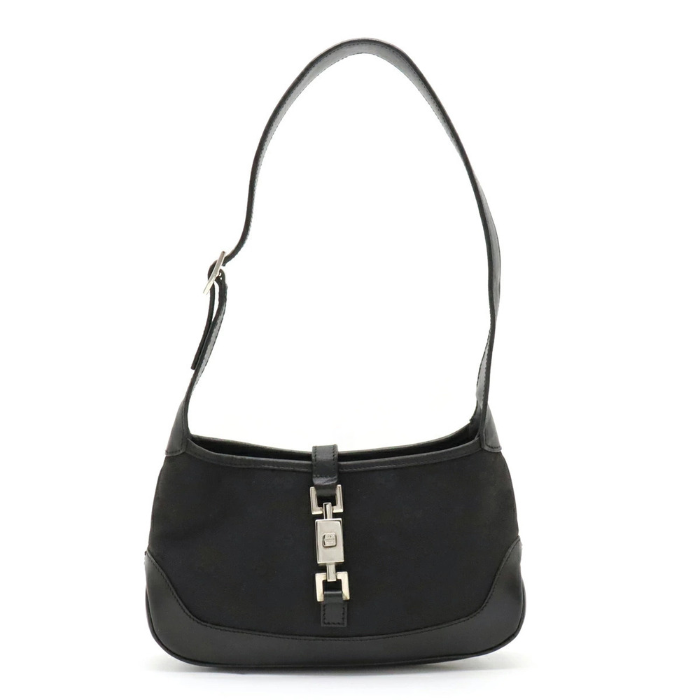 Gucci GG Canvas Jackie Handbag Shoulder Hobo Leather Black